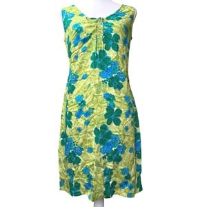 Vintage Expressions 90s Floral Hawaiian Shift Dress Womens 8 Rayon Midi